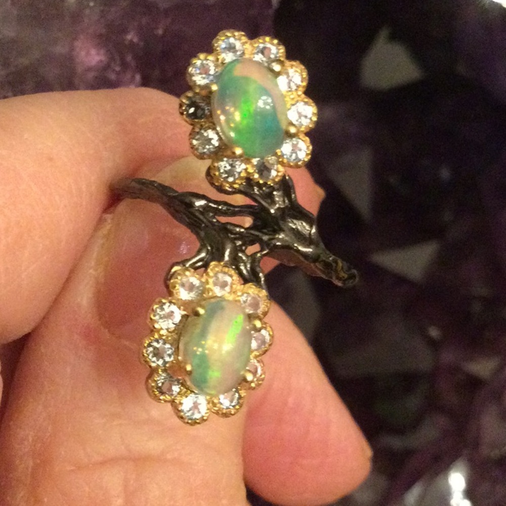 Exquisite Genuine Fiery Opal Ring - Picture 12 of 12